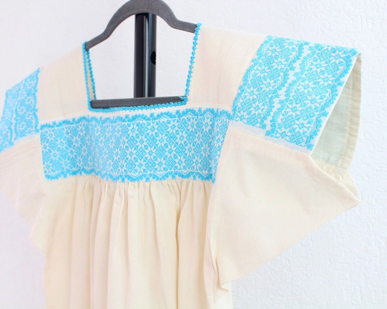 Blusa Tradicional Bordada Estrellas Azul Claro  L - XL