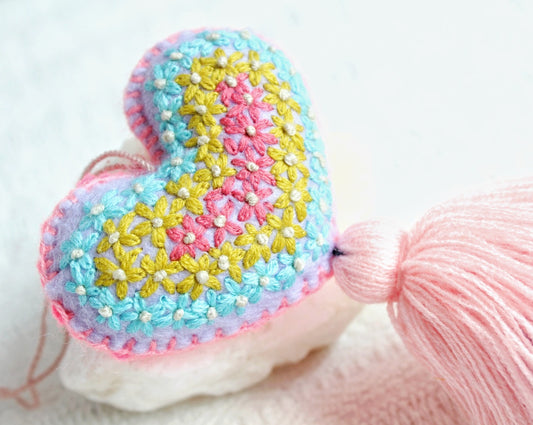 Corazón Florecitas Azul Verde Rosa
