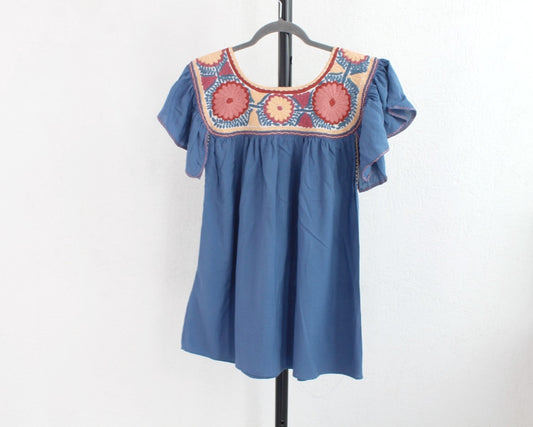 Blusa Aguacatenango Azul Vino Amarillo