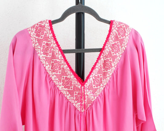 Blusa Cuello V Rosa Claro Florecitas XXL - XXXL