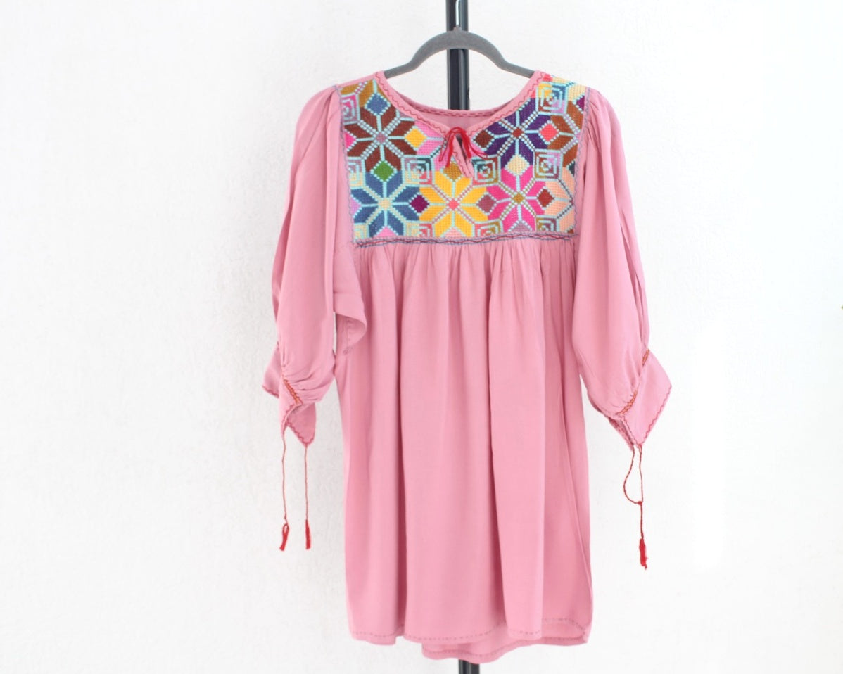 Blusa Gloria Punto de Cruz Rosa