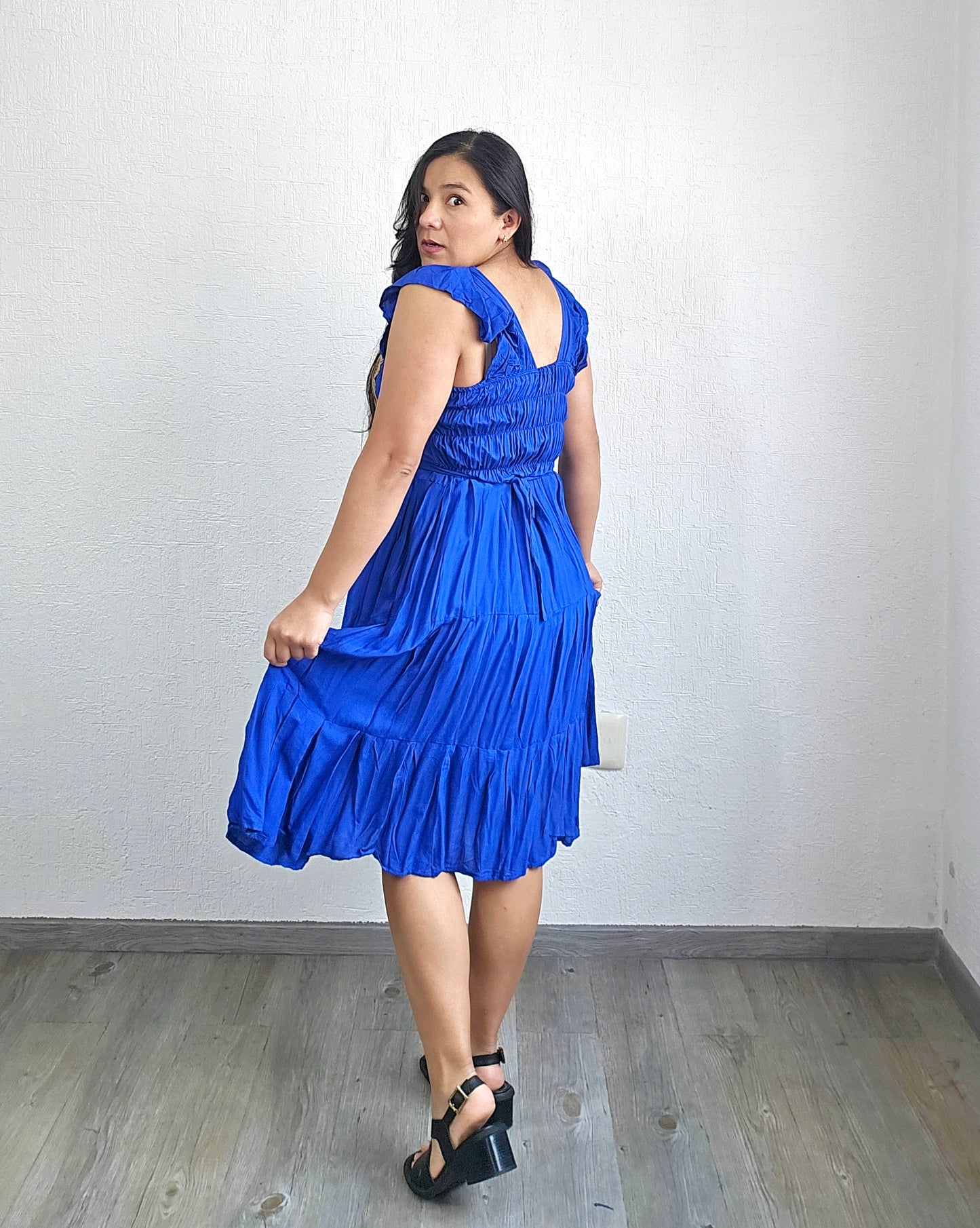 Vestido Anita Corto Azul Amarillo