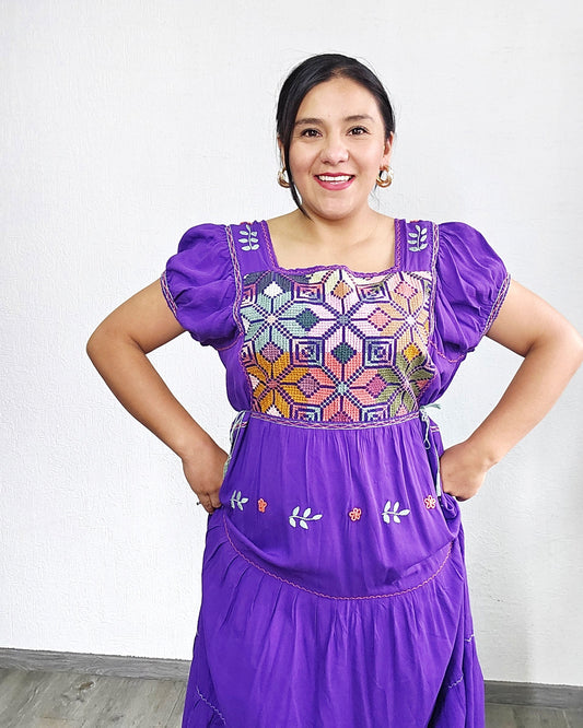 Vestido Maribel Flores Morado Colores L / XL