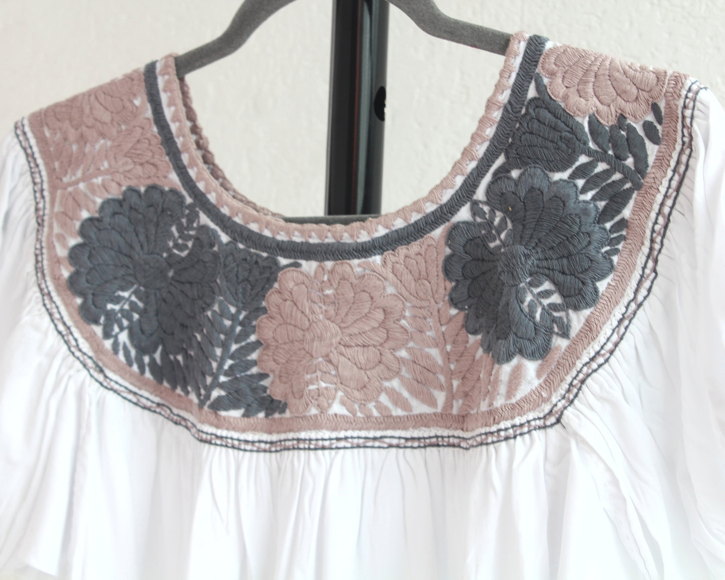Blusa Aguacatenango Blanco Gris Rosa Palo