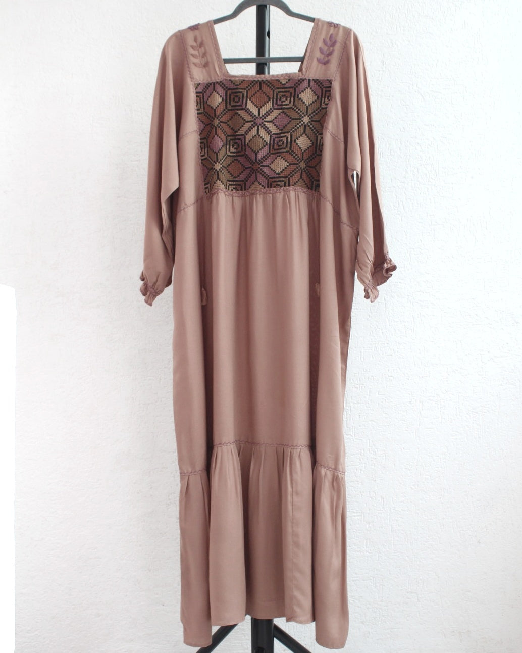 Vestido Julia Flores Manga XL / XXL Café Claro
