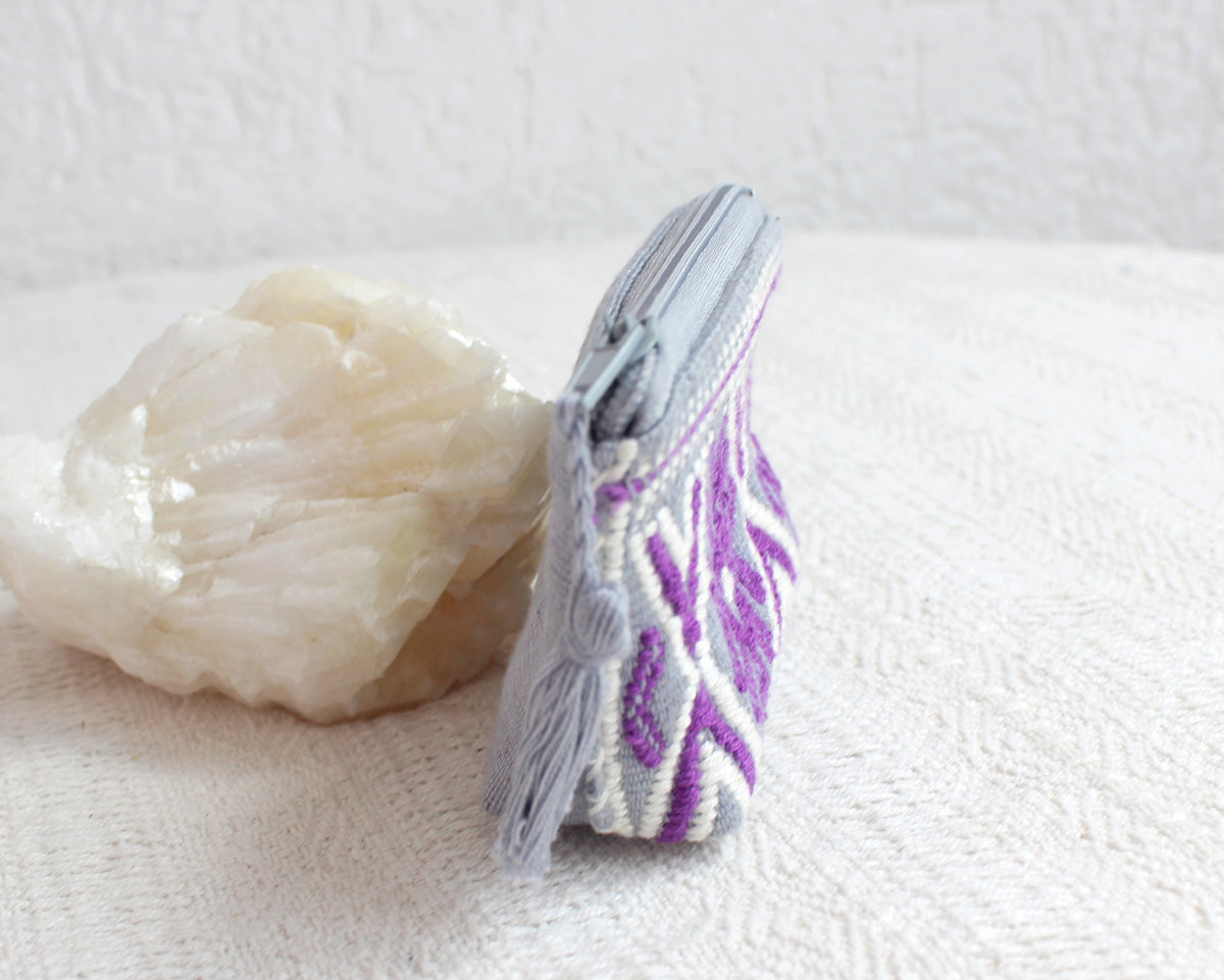 Mini Monedero Estrellitas Morado Gris