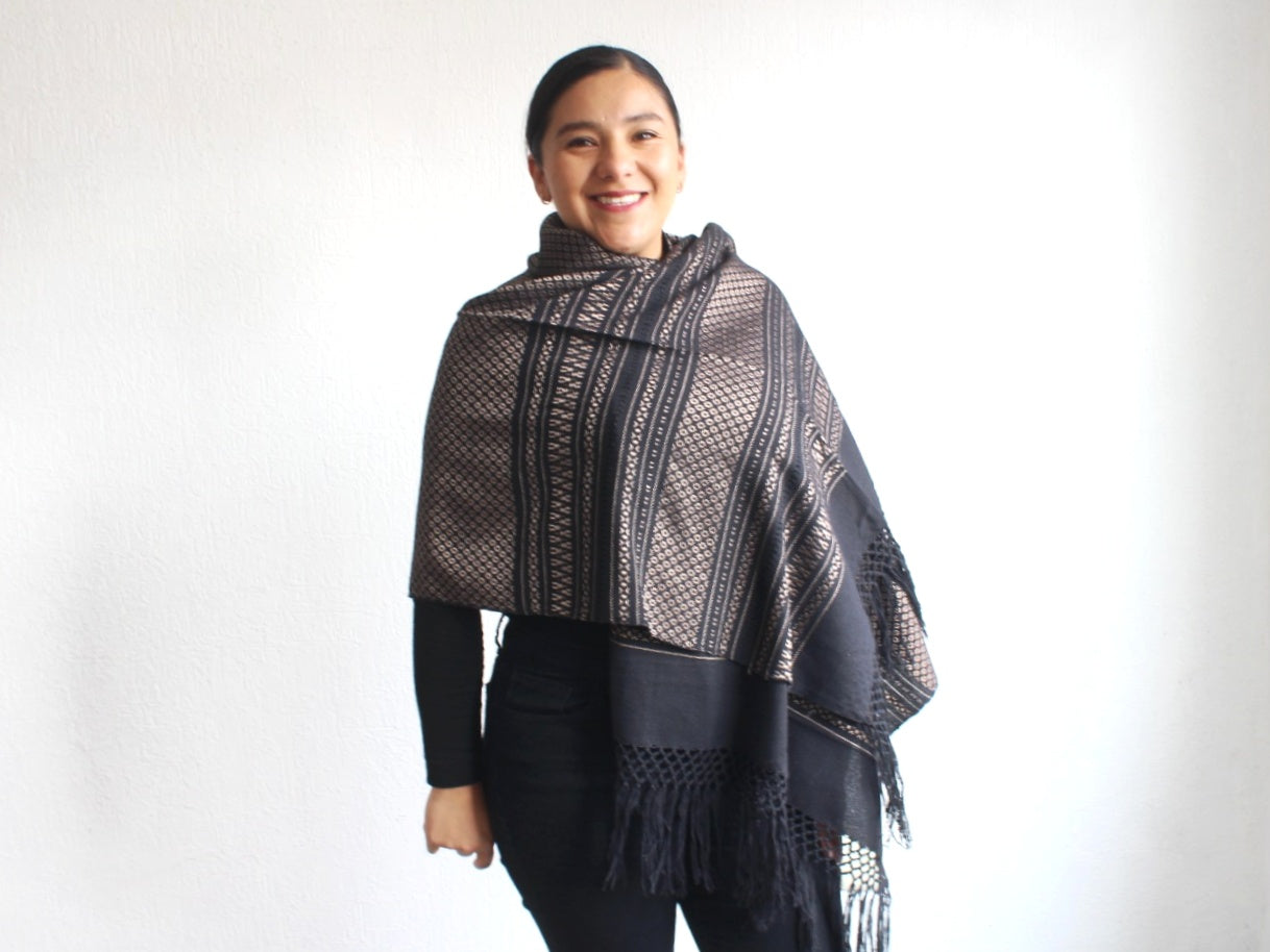Rebozo Martha Negro Dorado