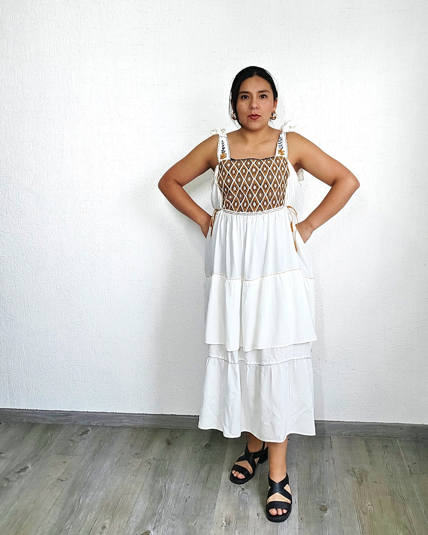 Vestido Fatima Telar Blanco XL -XXL