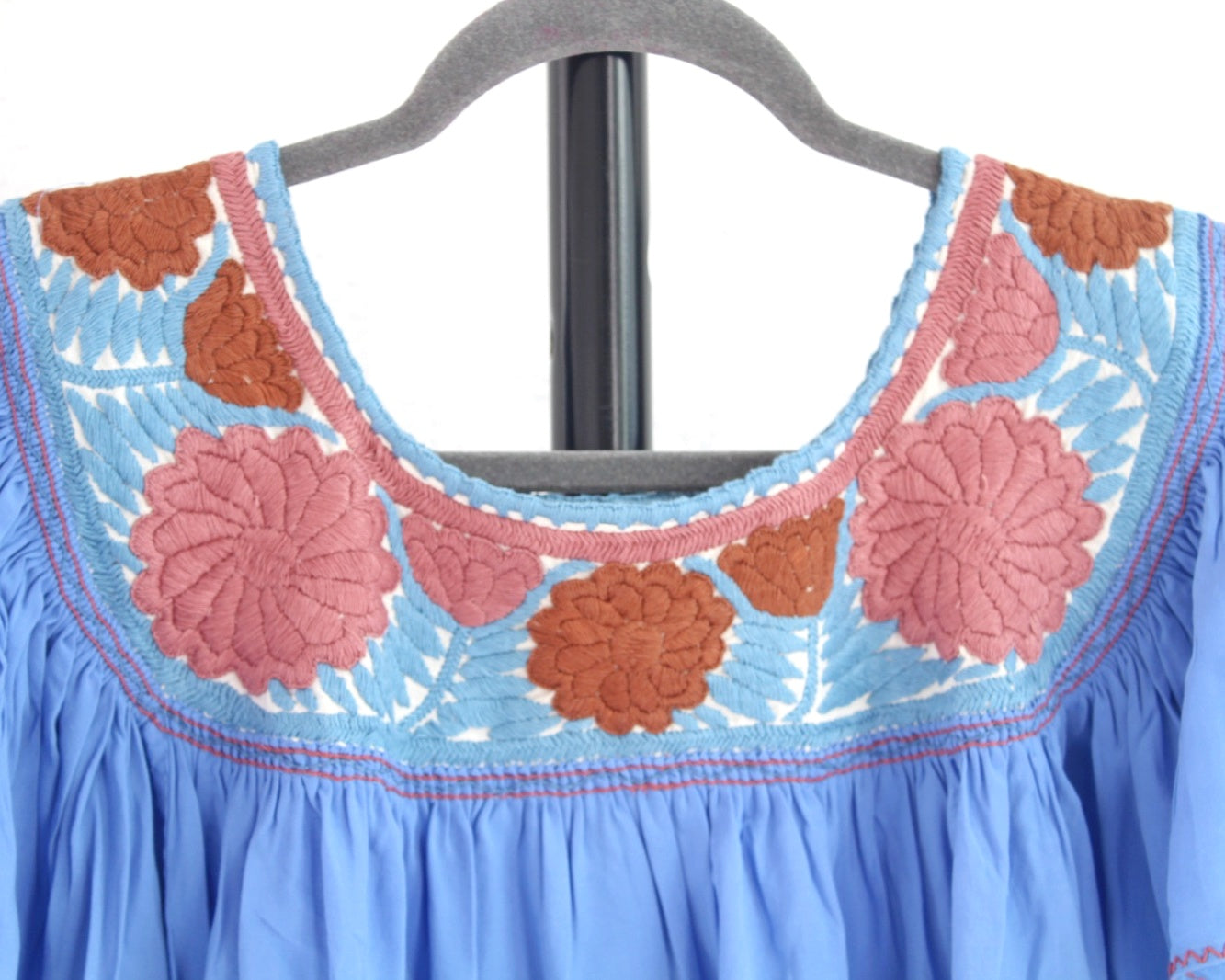 Blusa Aguacatenango Azul Rosa Café