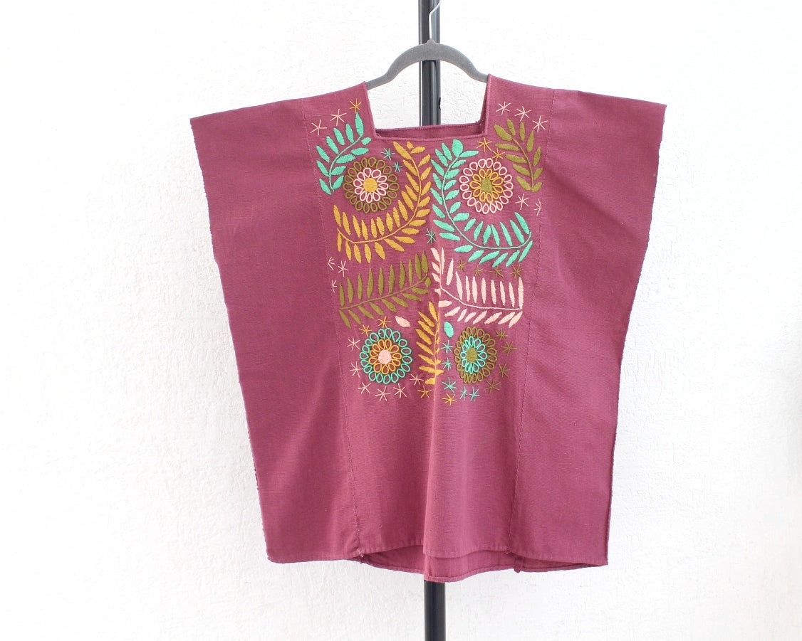 Huipil Flores  XL - 2XL Vino Colores