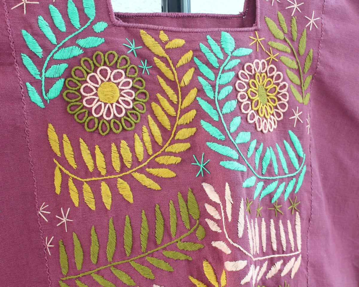 Huipil Flores  XL - 2XL Vino Colores