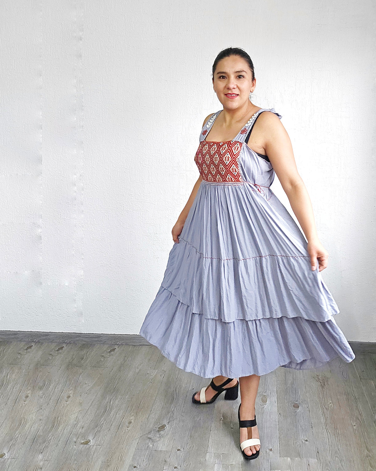 Vestido Fatima Telar Gris Café XL -XXL