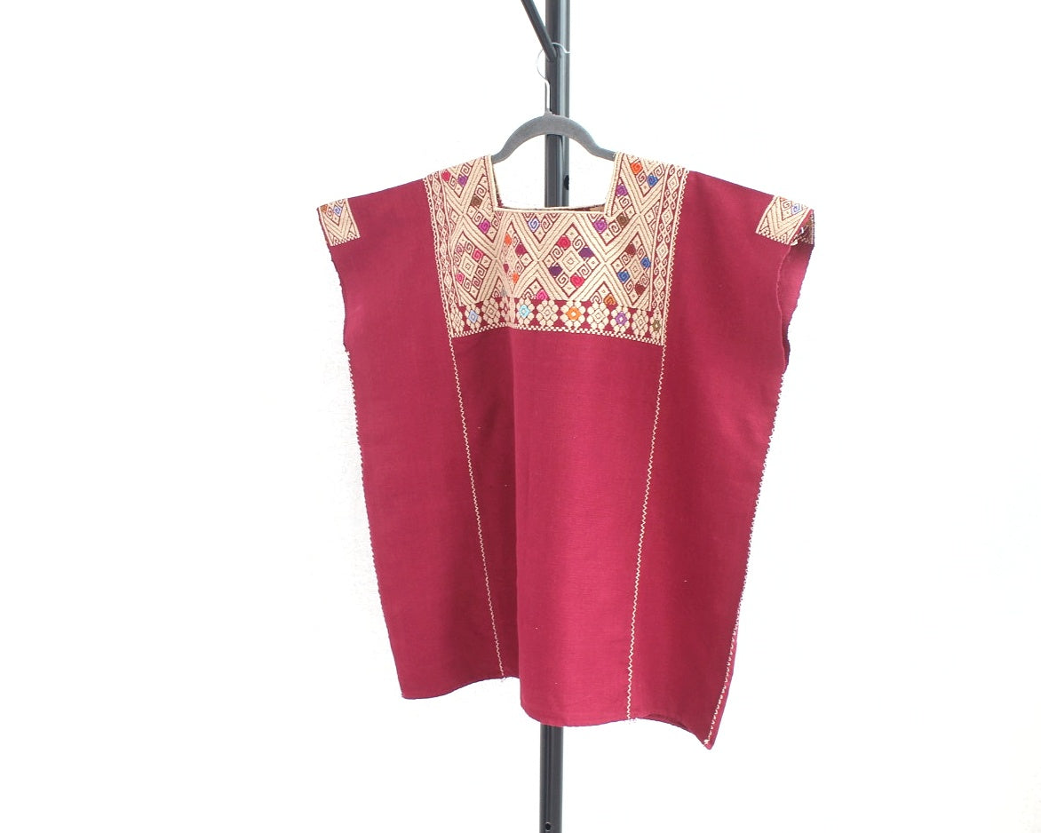 Blusa Huipil Pejel Vino Crema XL XXL