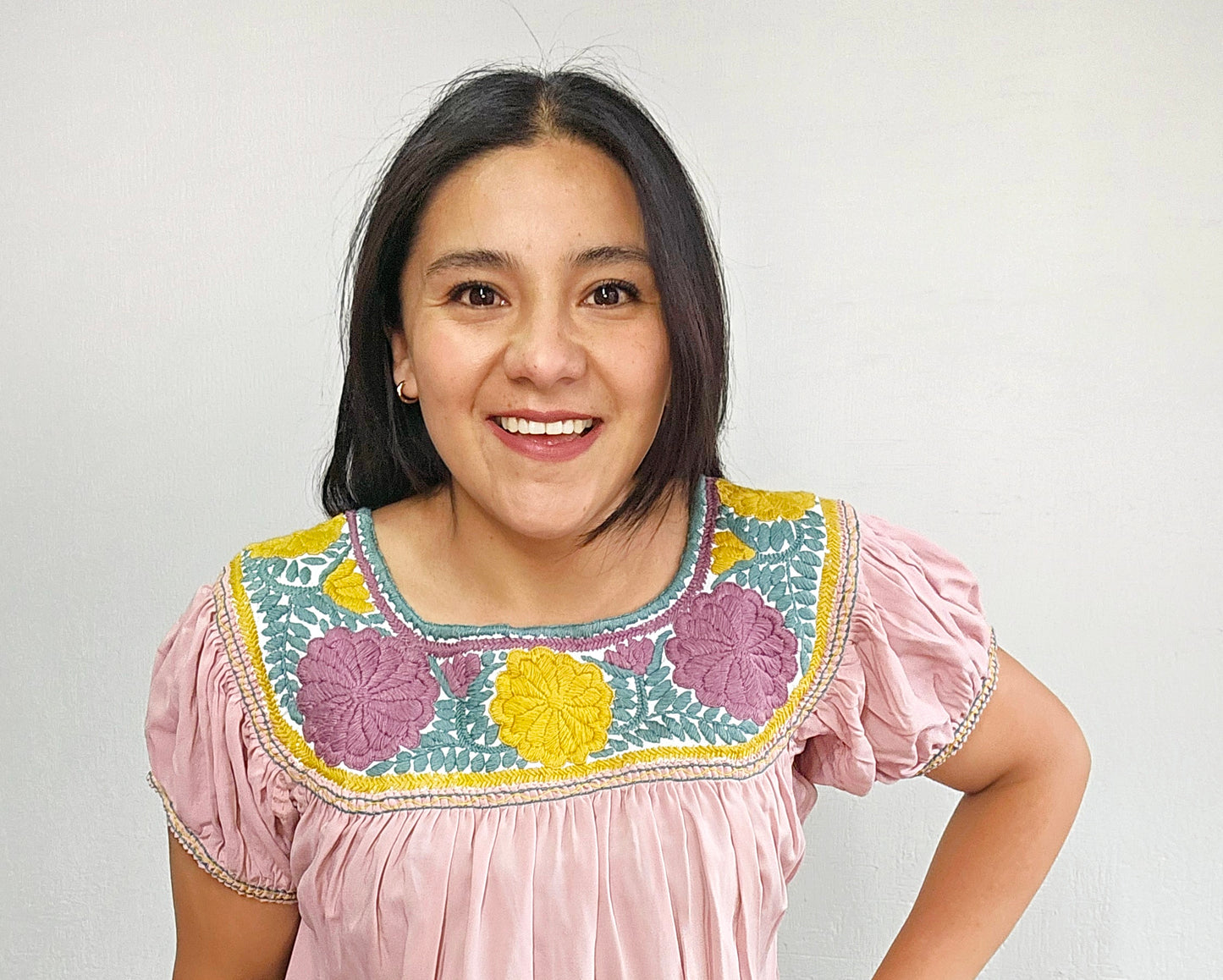 Blusa Aguacatenango Rosa Claro Amarillo