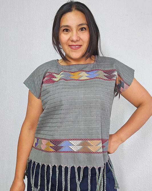 Huipil Angela Gris Verde XL