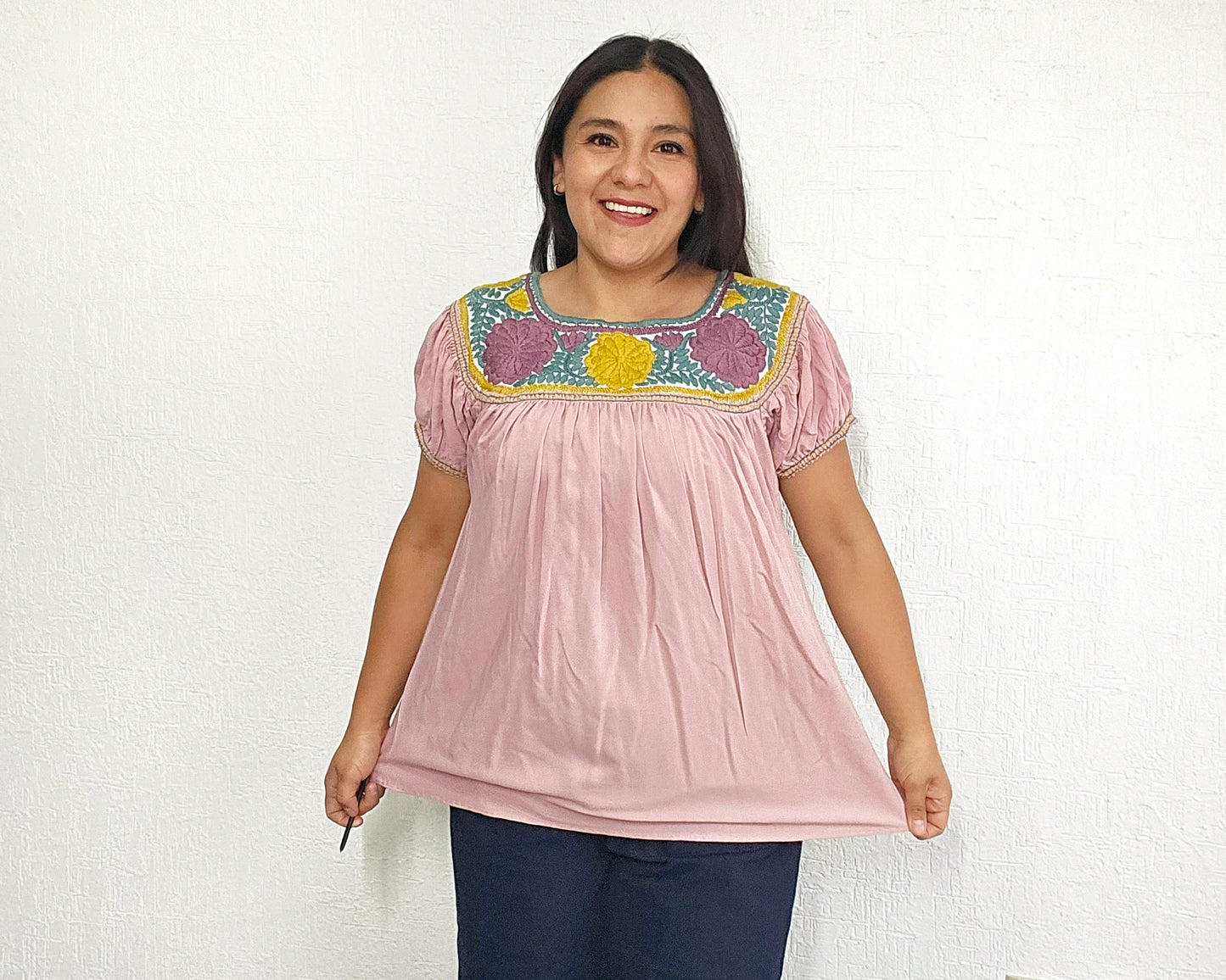 Blusa Aguacatenango Rosa Claro Amarillo