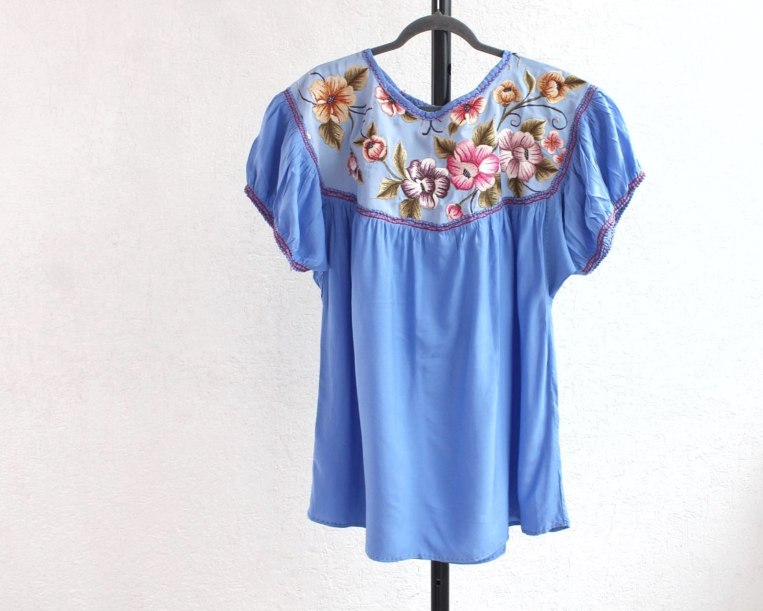 Blusa Abigail Flores Azul Claro XL - XXL