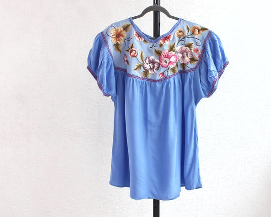 Blusa Abigail Flores Azul Claro XL - XXL