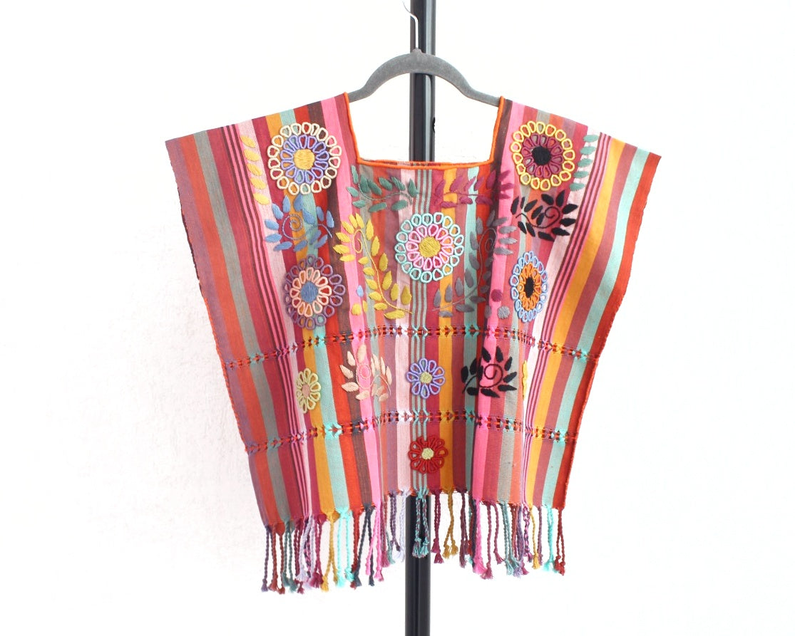 Top Flores Rococo Naranja Rosa