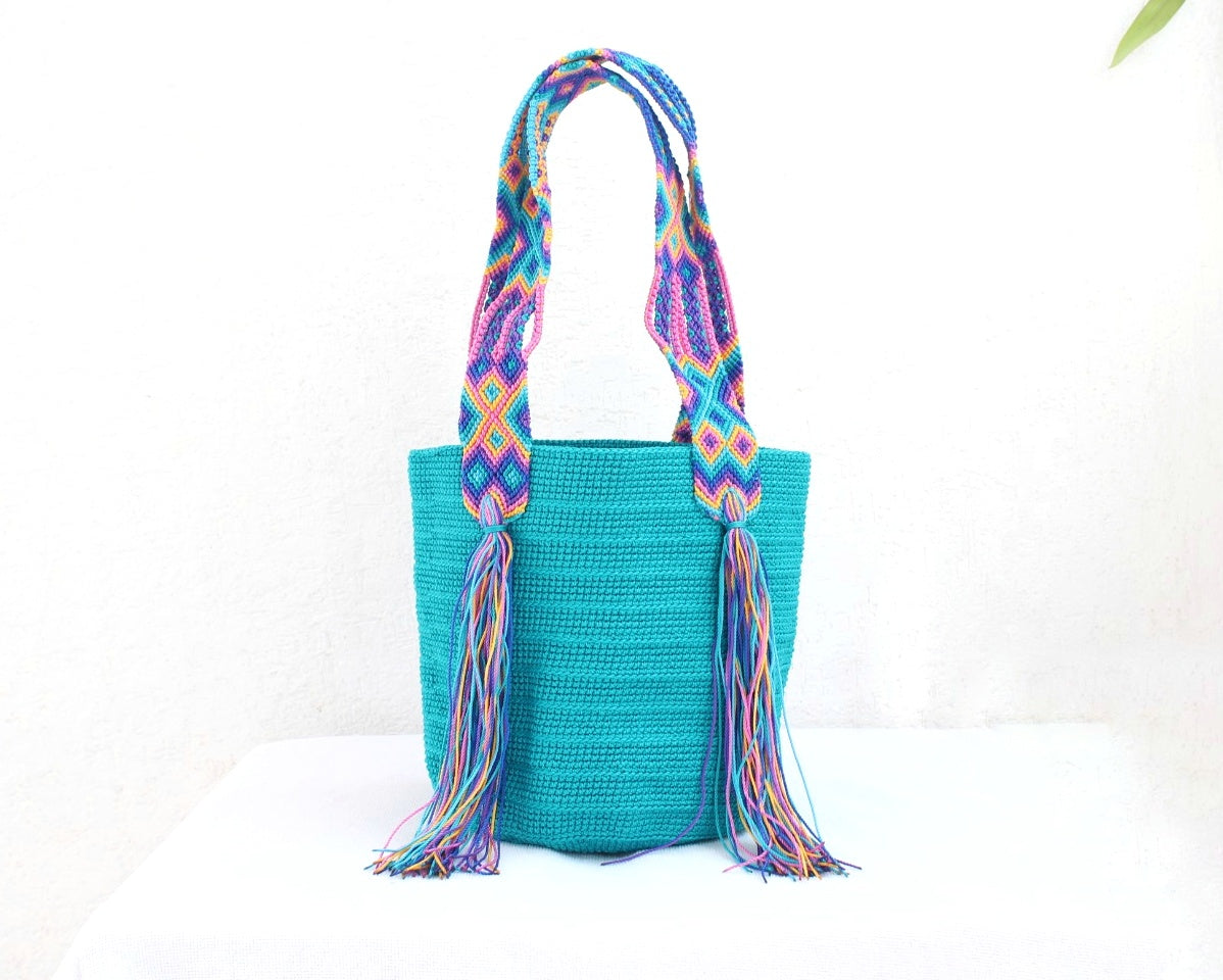 Bolso de mano Turquesa Rosa