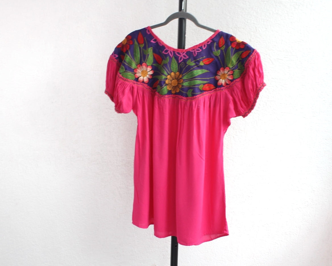 Blusa Abigail Flores Rosa Morado  XL - XXL