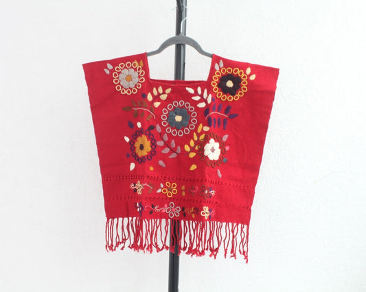 Top Flores Rococo Rojo Colores
