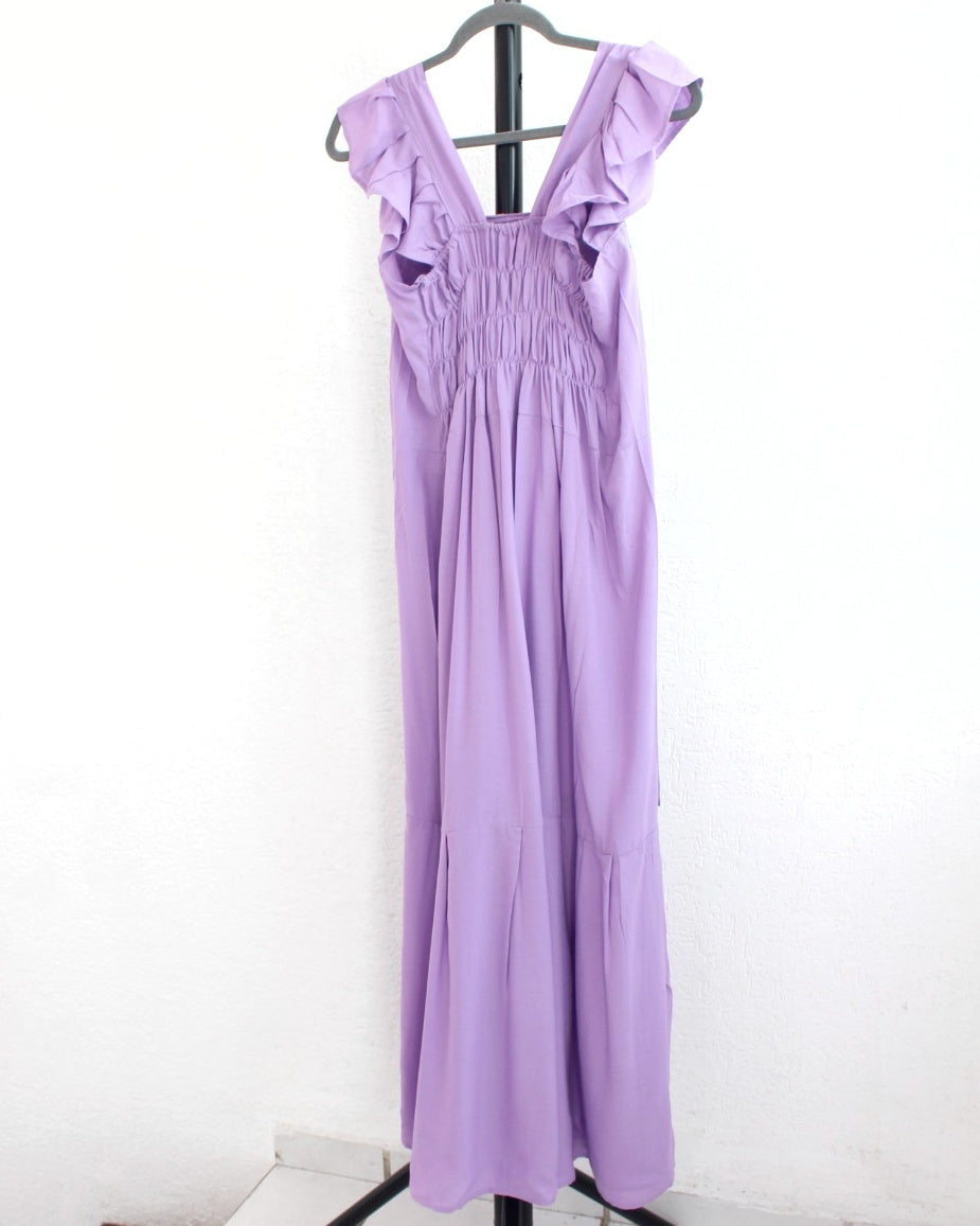 Vestido Anita Telar Largo Lila