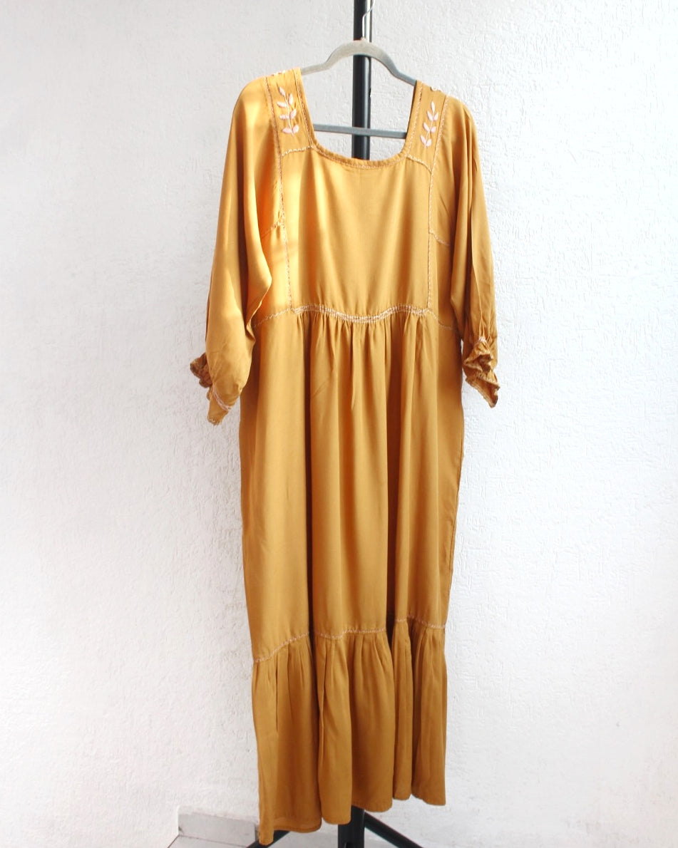 Vestido Julia Flores Manga  XL / XXL Amarillo