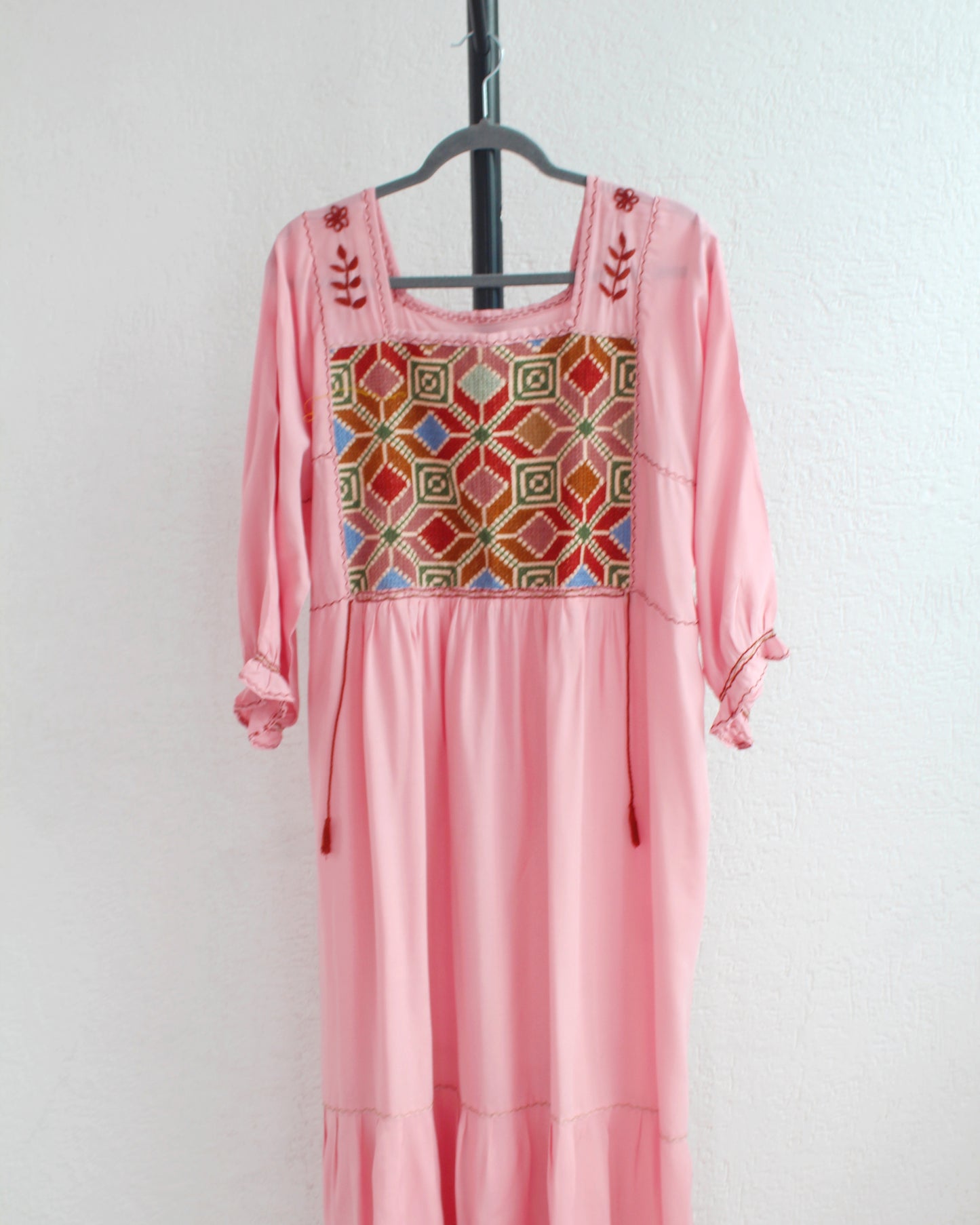 Vestido Julia Flores Manga  XL / XXL Rosa Café Verde