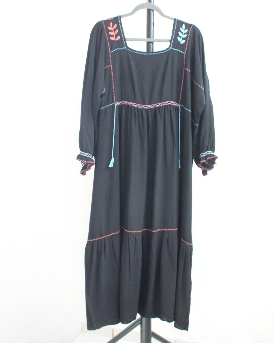 Vestido Julia Flores Manga XL / XXL Negro