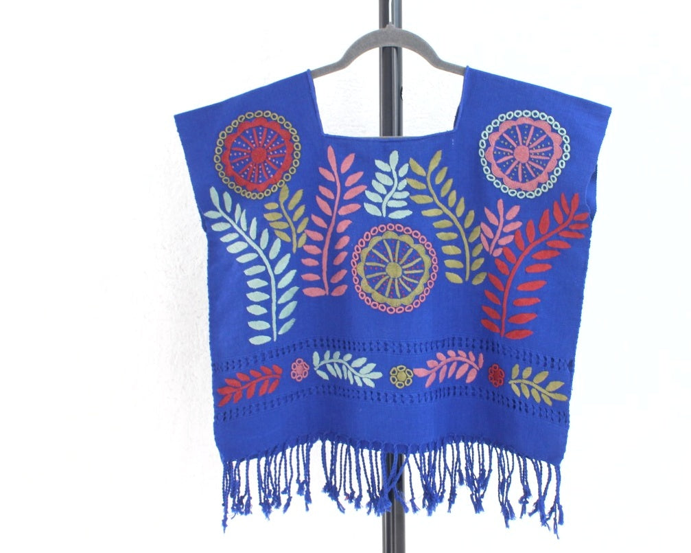 Top Flores Rococo Azul Colores