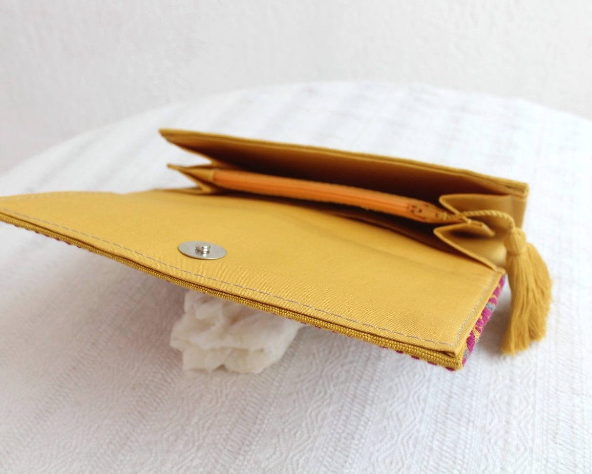 Cartera Grande Amarillo Rosa Lila