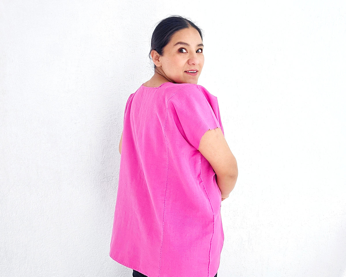 Huipil Flores Rosa XL - 2XL