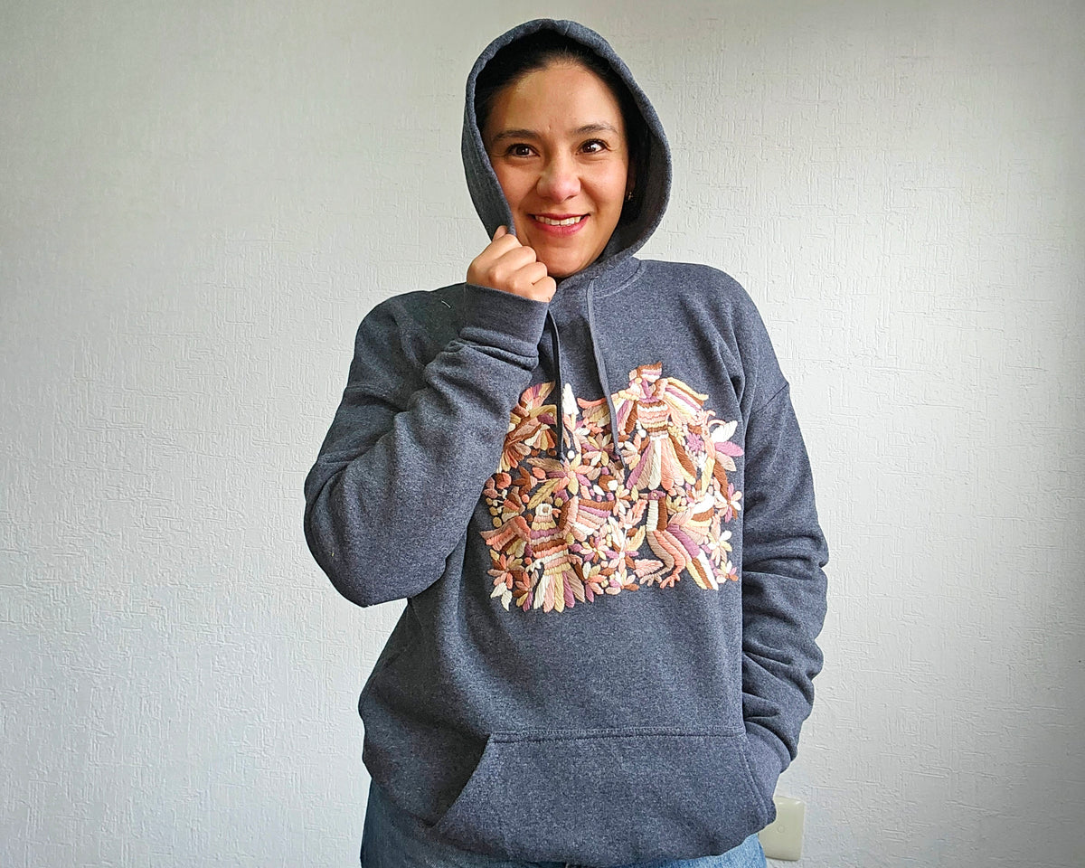 Sudadera XL Tenango Gris Oxfort Rosa
