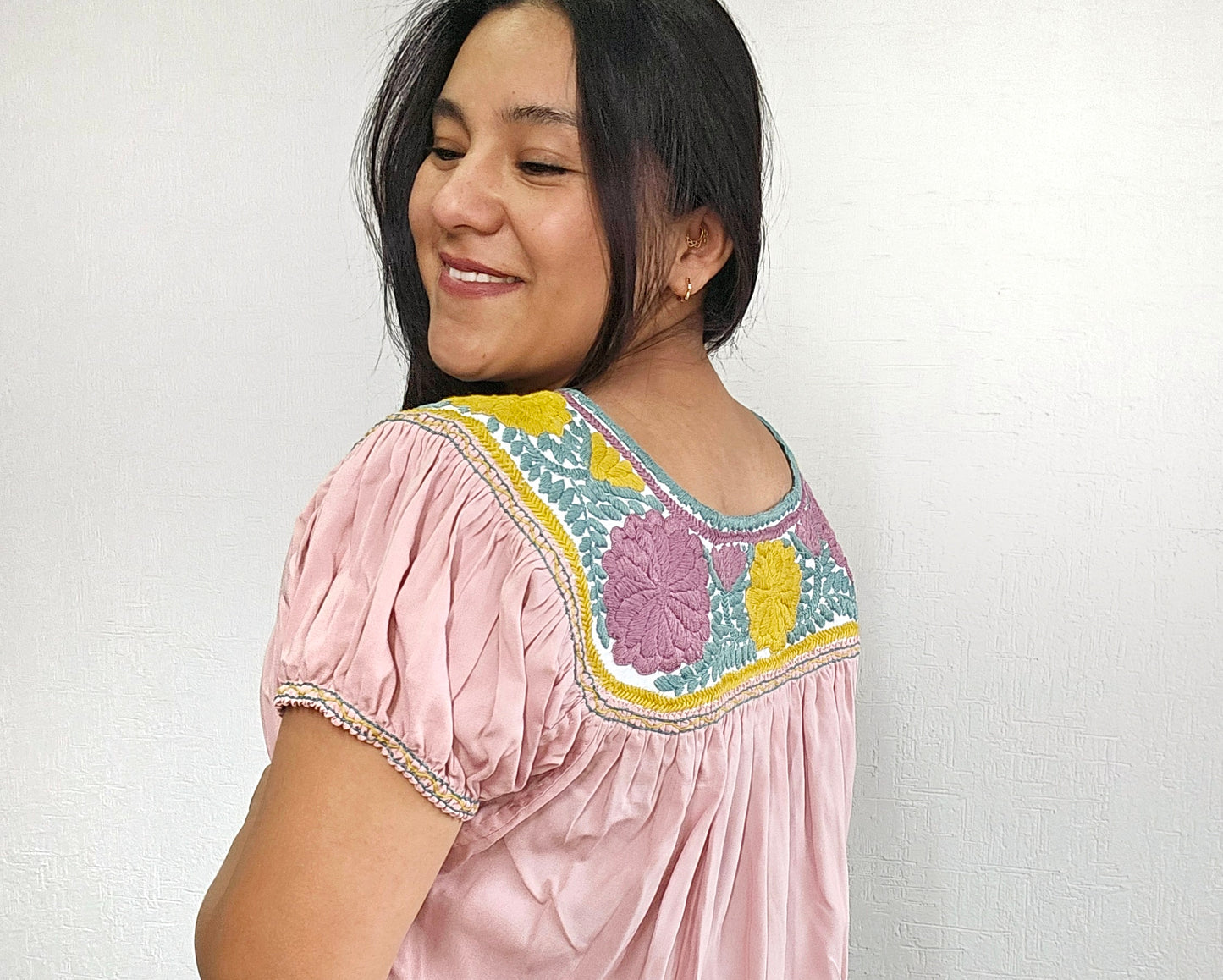 Blusa Aguacatenango Rosa Claro Amarillo