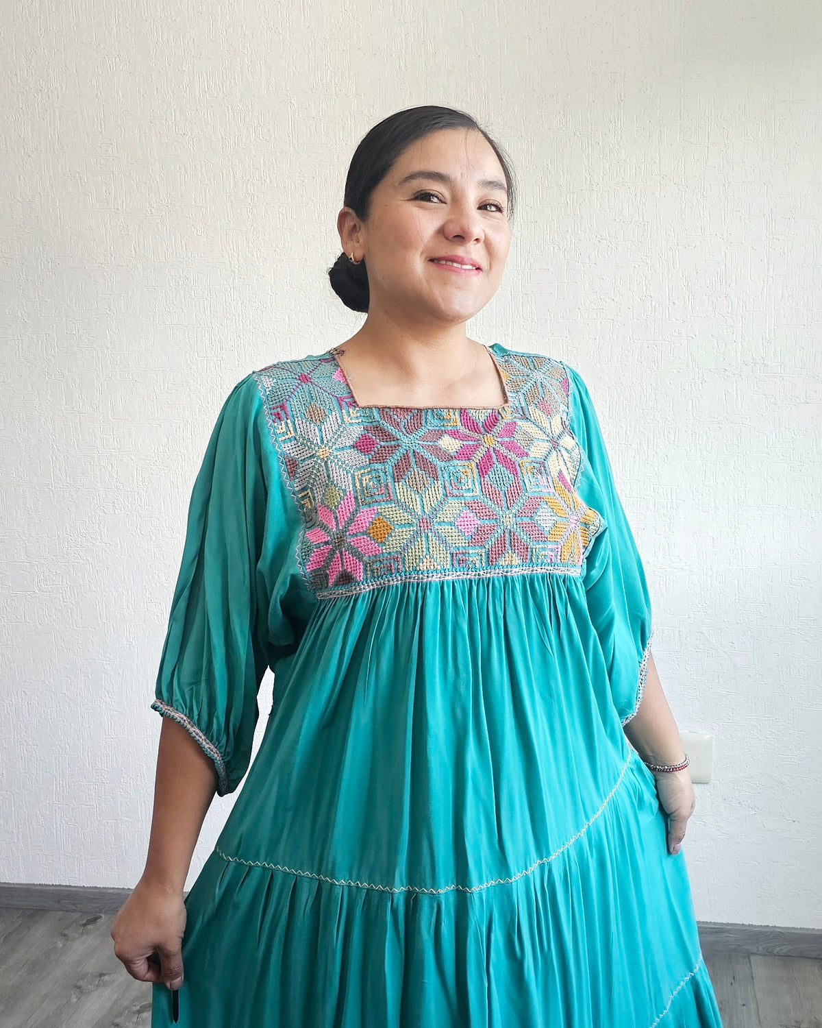 Vestido Maria Flores Turquesa  L / XL
