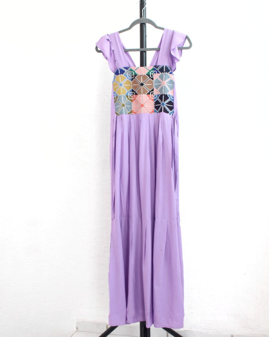 Vestido Anita Telar Largo Lila