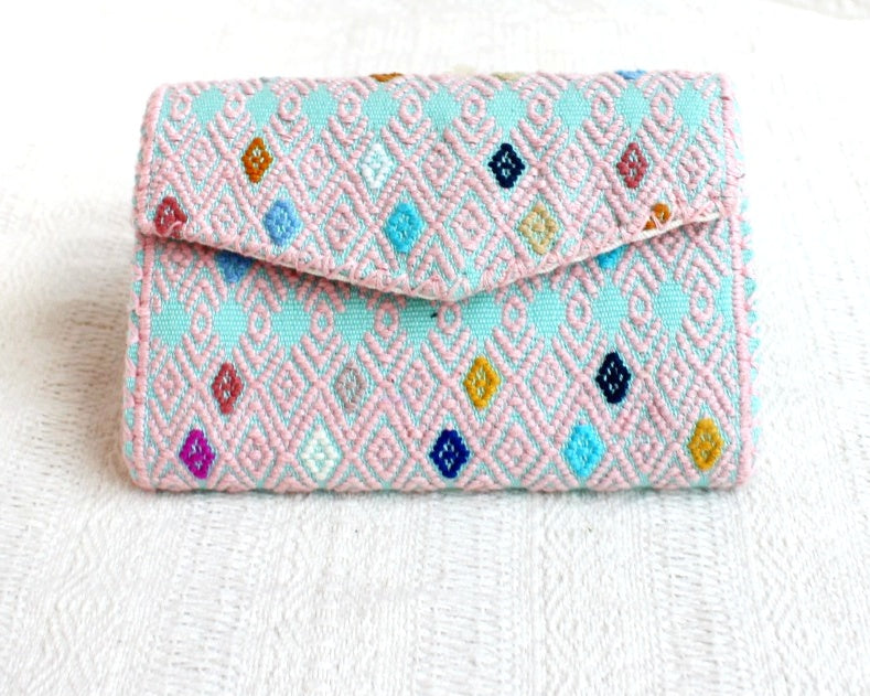 Cartera Flores Azul Rosa