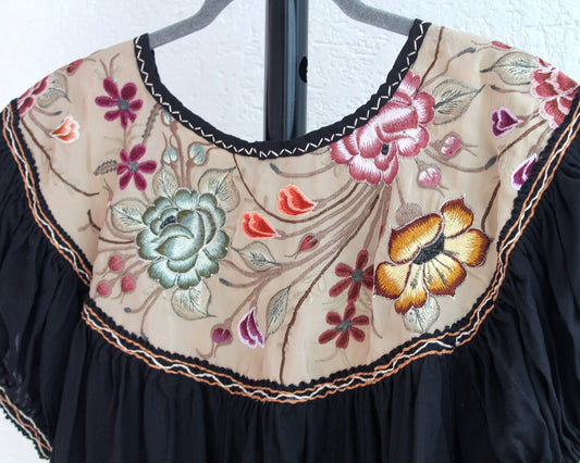 Blusa Abigail Flores Negro XL - XXL