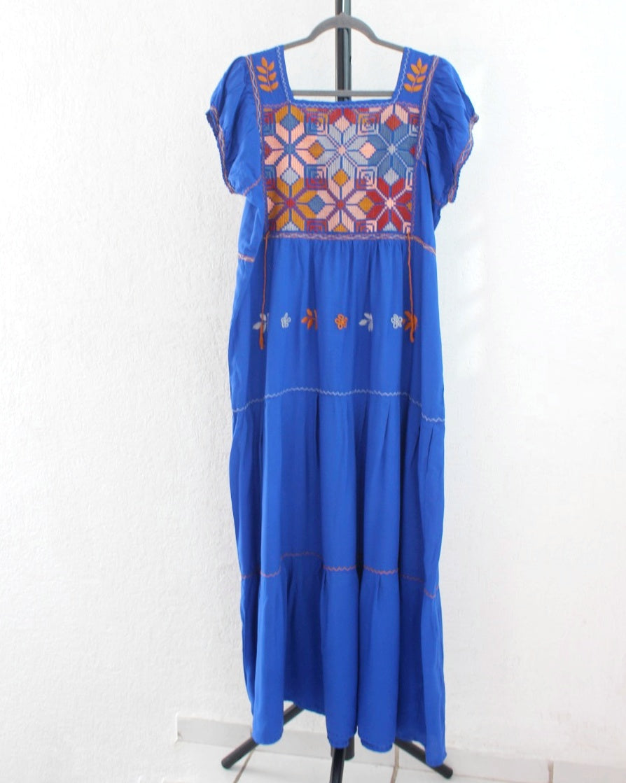 Vestido Maribel Flores Azul Rey L / XL
