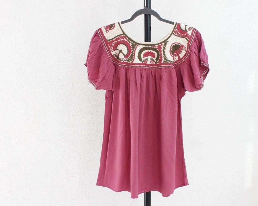 Blusa Aguacatenango Rosa Palo Blanco Verde