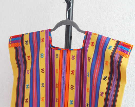 Huipil Corto Pantheló Amarillo Morado Naranja