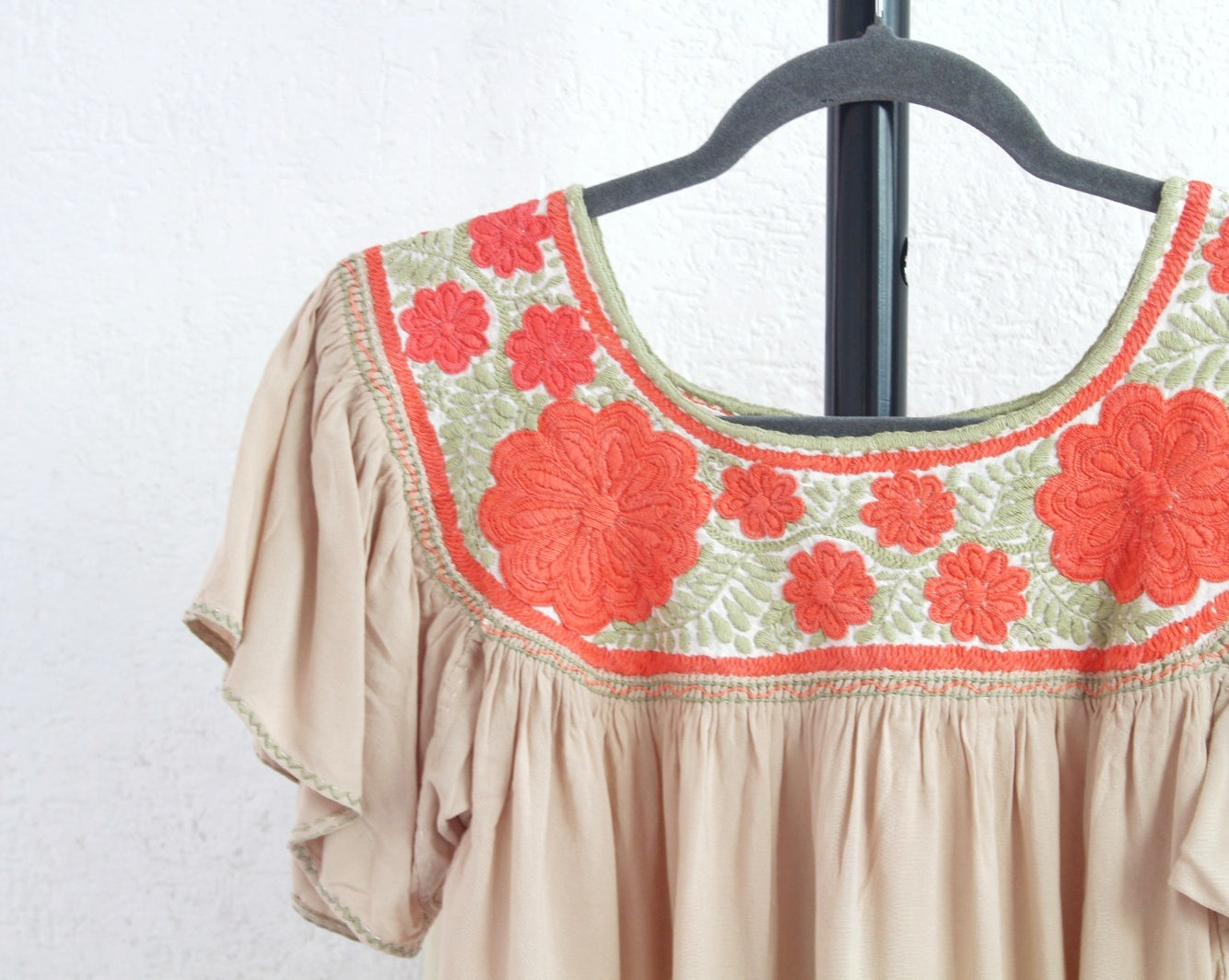 Blusa Aguacatenango Beige Naranja Verde