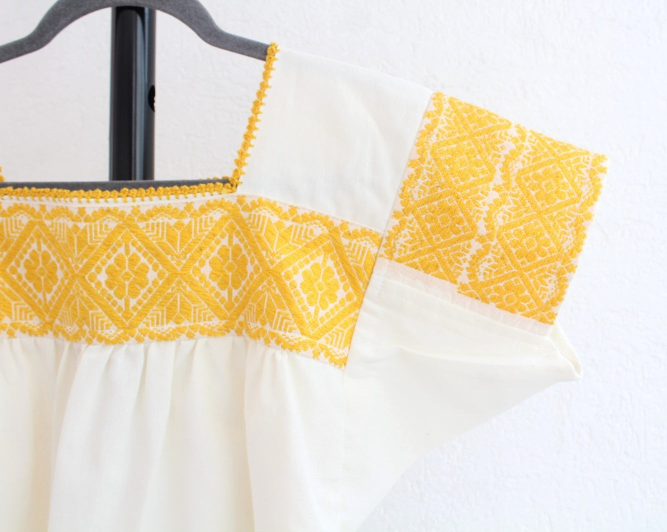 Blusa Tradicional Bordada Flores Amarillo XL-2XL