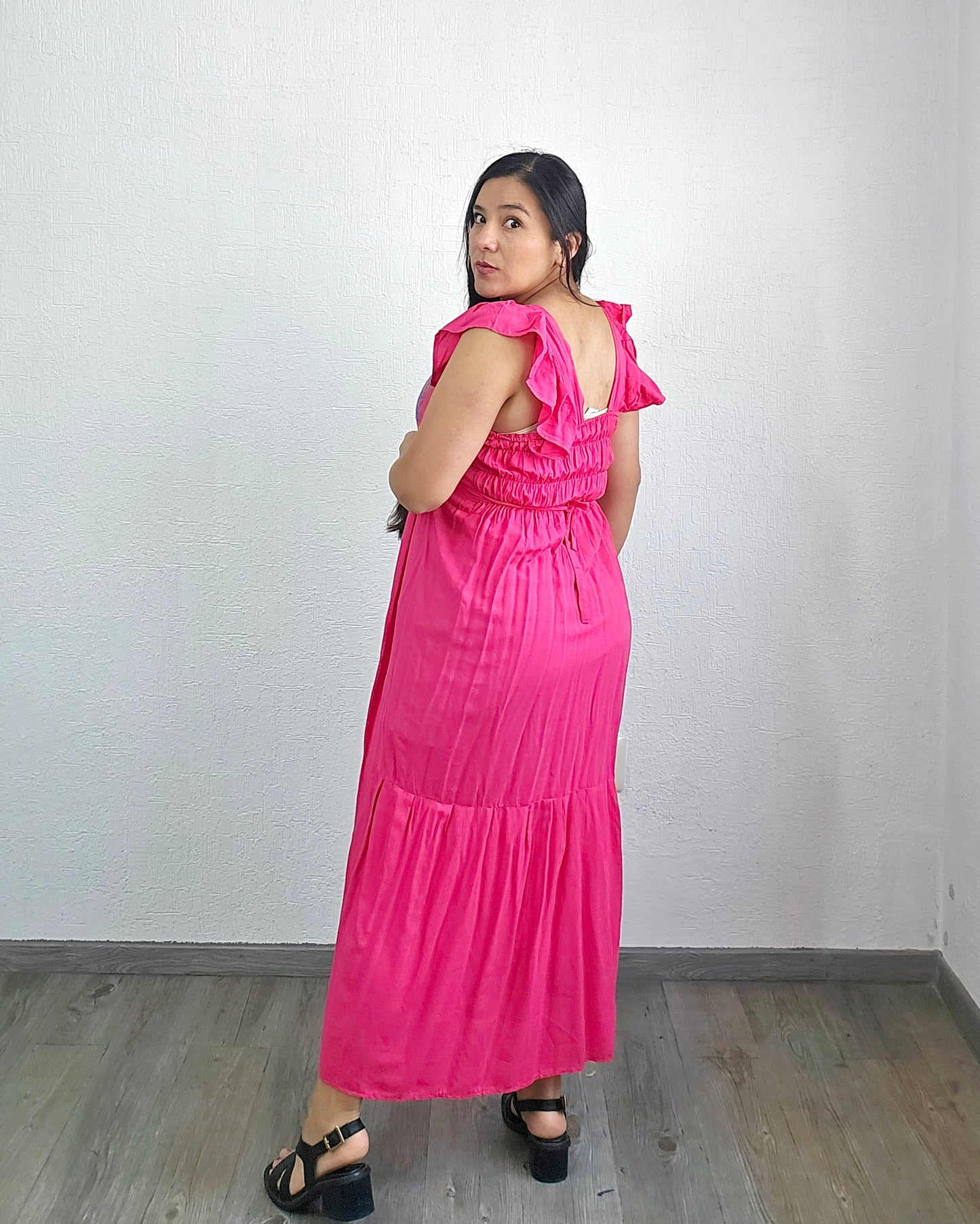 Vestido Anita Largo Rosa Lila