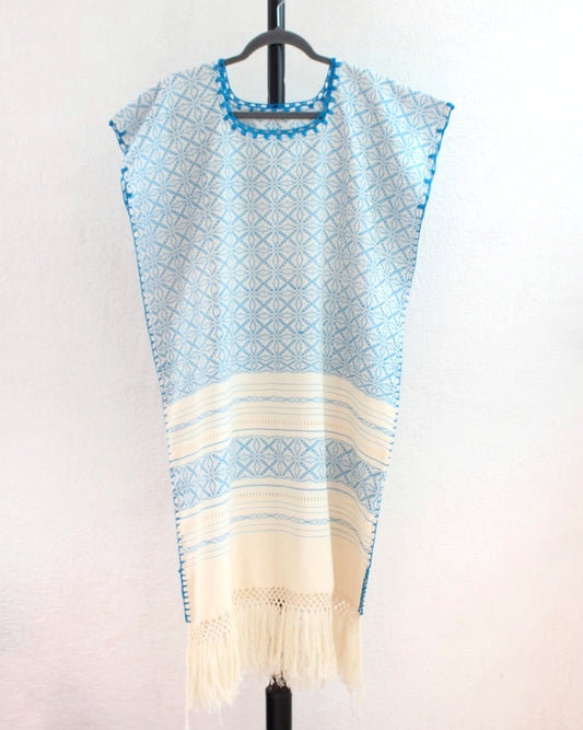 Huipil Lety Flores Azul Unitalla