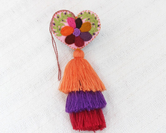 Corazón Flor Rococo Naranja Morado Rojo