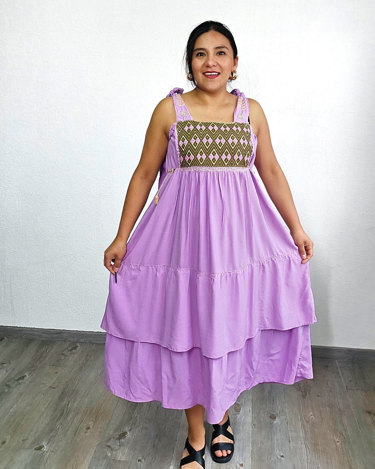 Vestido Fatima Telar Lila XL -XXL