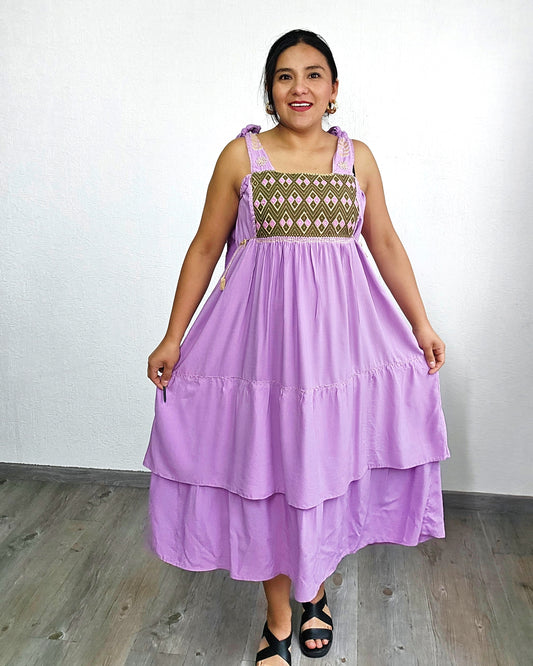 Vestido Fatima Telar Lila XL -XXL