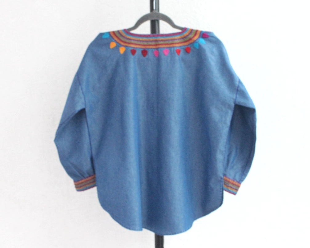 Blusa Imelda Mezclilla Flor Violeta M - L
